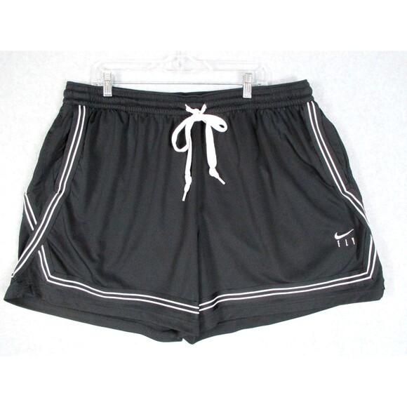 Nike Fly Dri-Fit Womens Basketball Shorts 3XL Black Pockets Drawstring Athletic - Picture 1 of 11